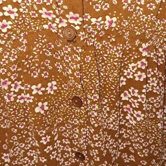Aakaa Mini Orange Brown Pink Floral Print Dress Women's Small Lined NWT B20#9 - Picture 3 of 11